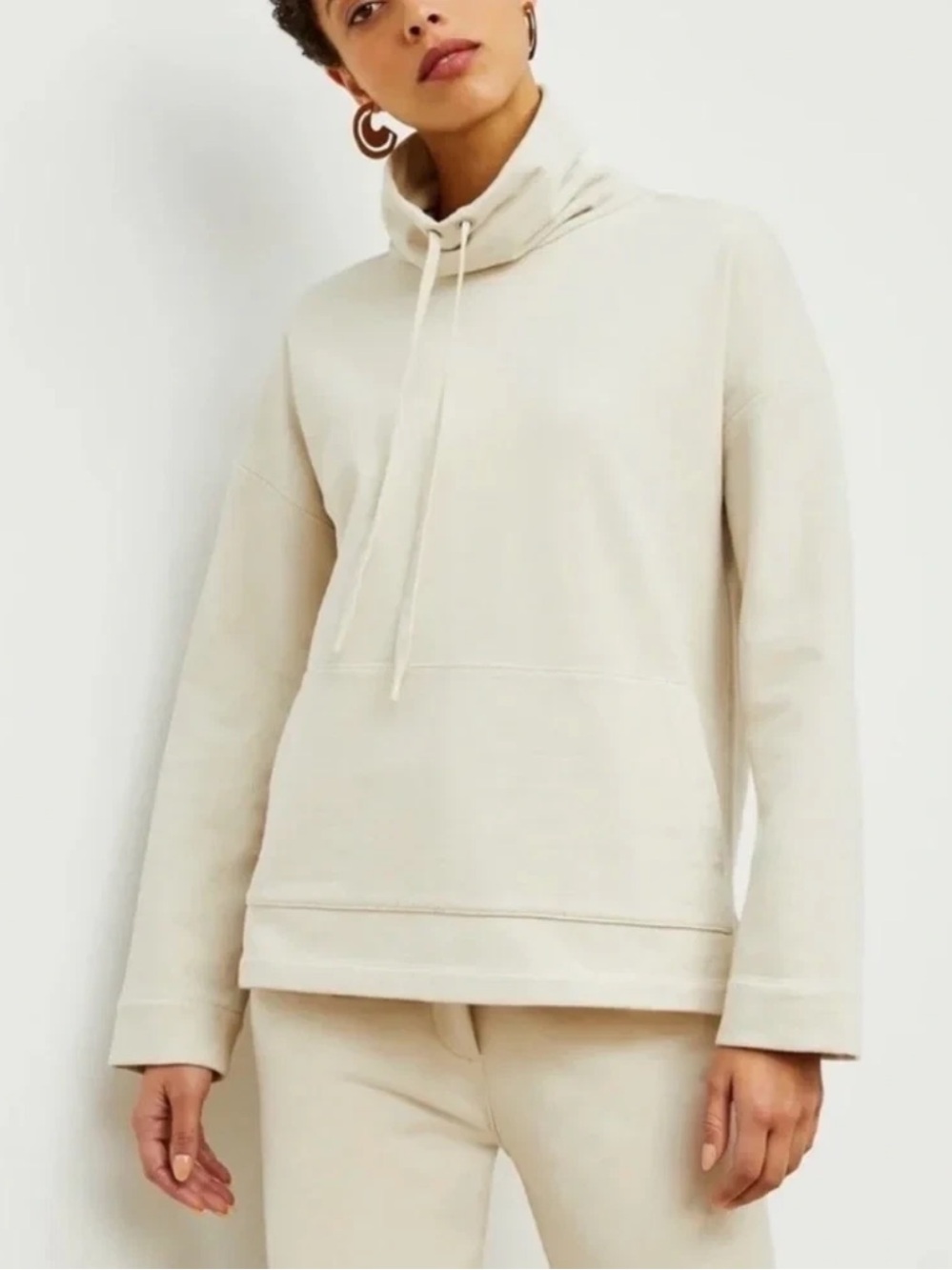 M. M. LAFLEUR Beige Cowl Neck Wide Sleeve Pull On Sweatshirt XL
